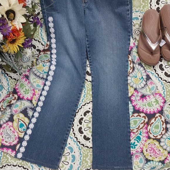 Upcycled handmade Denim - 2672 Size 10 St Johns Bay Upcycled Stretch Bell-Bottoms